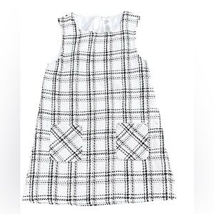 Max studio Black off White Plaid metallic sleeveless lined dress girls 5/6 small